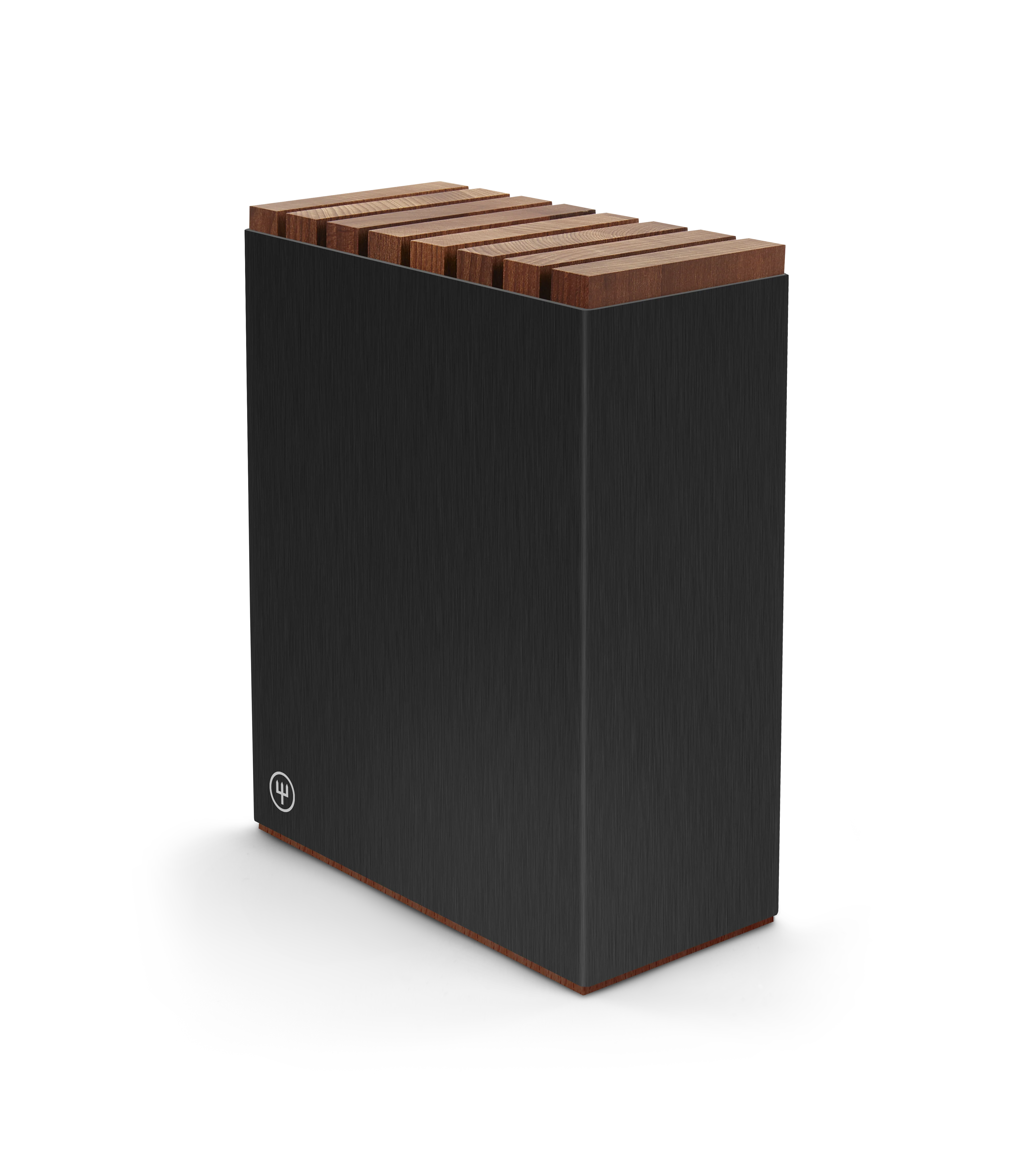 7-Slot Black Aluminum Knife Block with Wood Insert